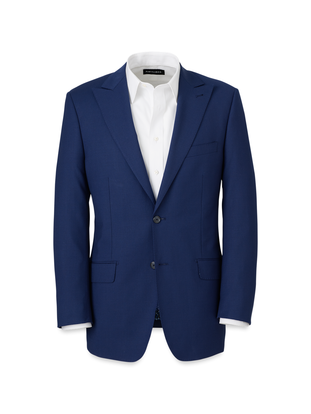 Product Image of Wool Stretch Bengaline Peak Lapel Suit Jacket-Blue