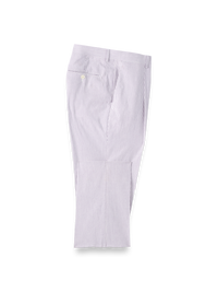 Cotton Stretch Stripe Seersucker Single Pleat Suit Pants - Purple/white