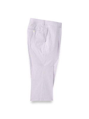 Cotton Stretch Stripe Seersucker Single Pleat Suit Pants - Purple/white