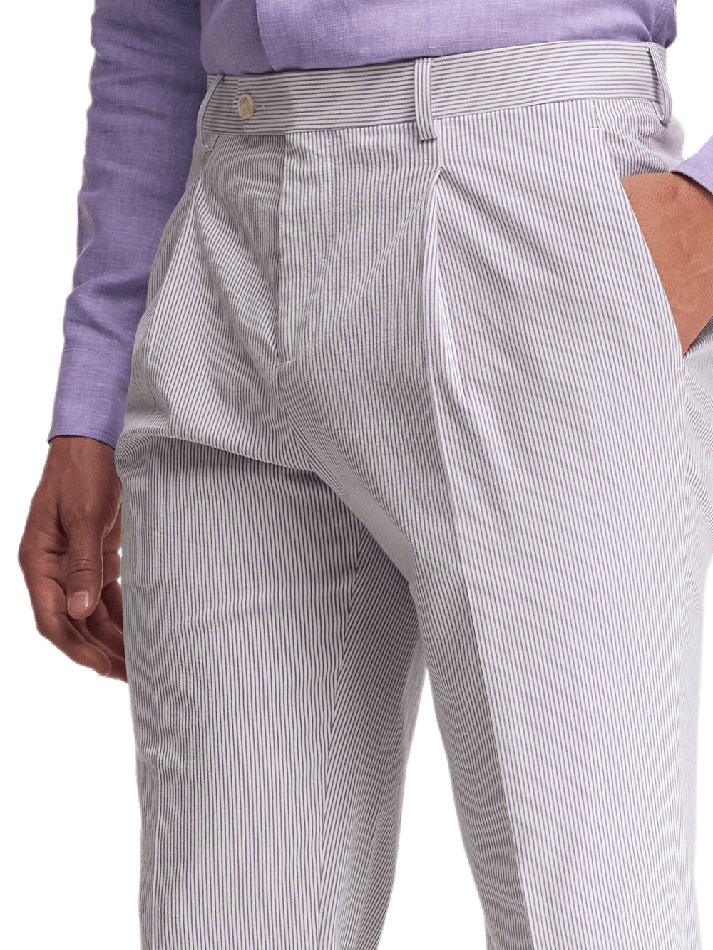 Alternate Image of Cotton Stretch Stripe Seersucker Single Pleat Suit Pants-4