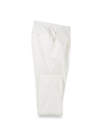 Linen Blend Single Pleat Suit Pants - White