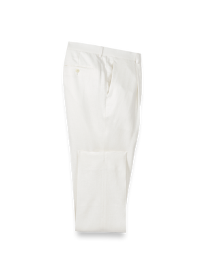 Linen Blend Single Pleat Suit Pants - White