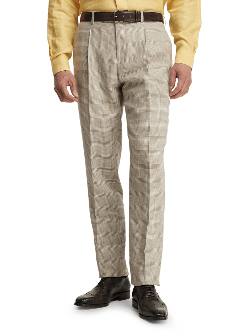 Alternate Image of Linen Blend Plaid Single Pleat Suit Pants-1