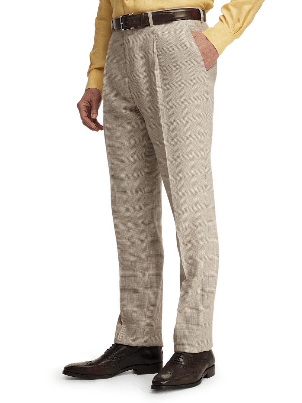 Alternate Image of Linen Blend Plaid Single Pleat Suit Pants-3