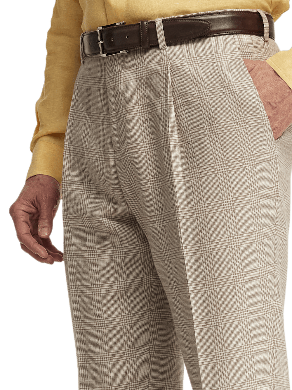 Alternate Image of Linen Blend Plaid Single Pleat Suit Pants-4