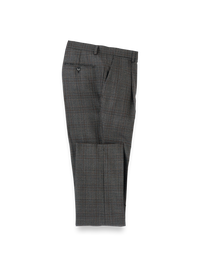 Wool Plaid Single Pleat Suit Pants - Charcoal