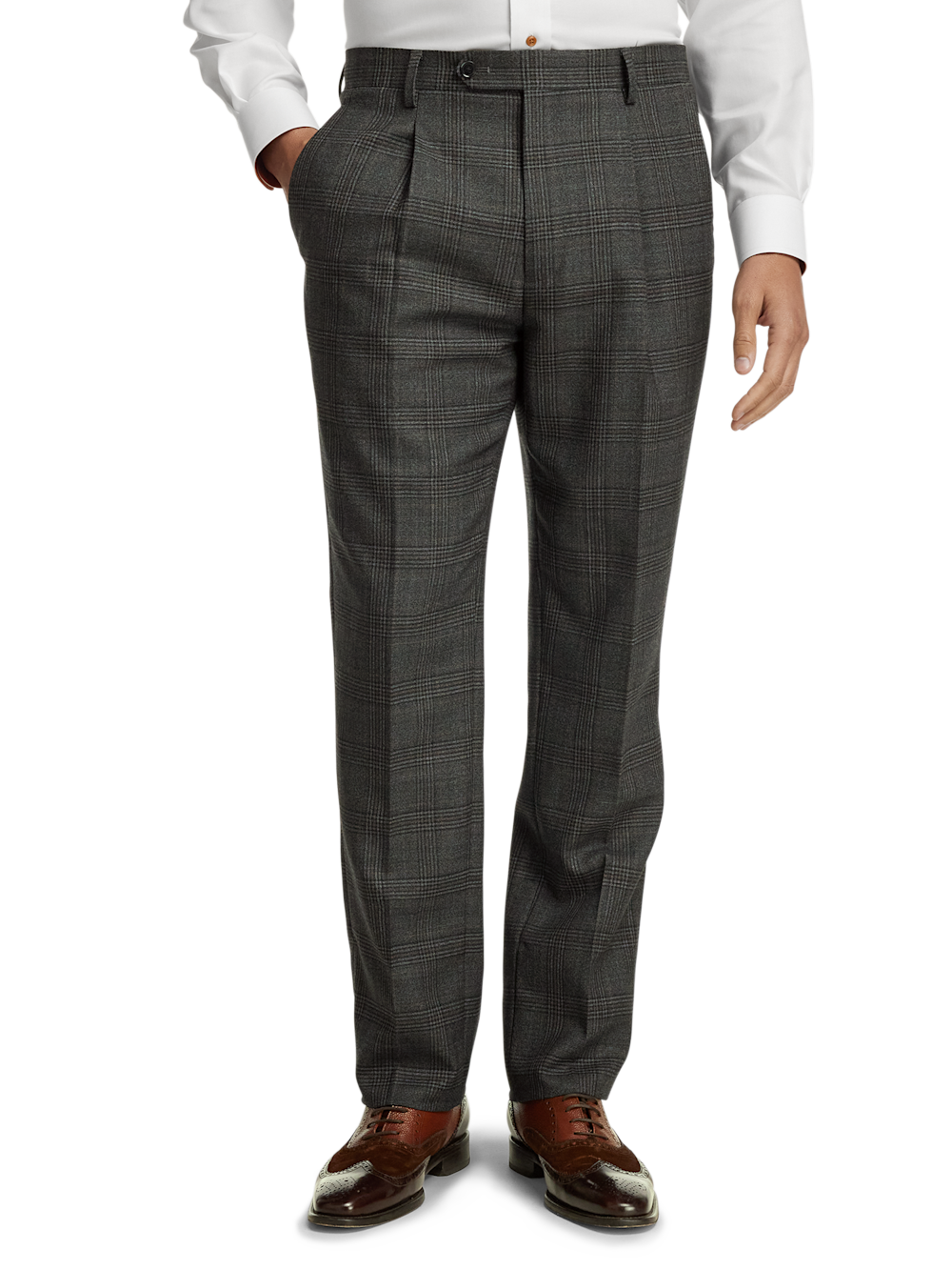 Alternate Image of Wool Plaid Single Pleat Suit Pants-1