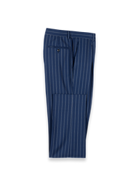 Wool Stretch Stripe Single Pleat Suit Pants - Blue