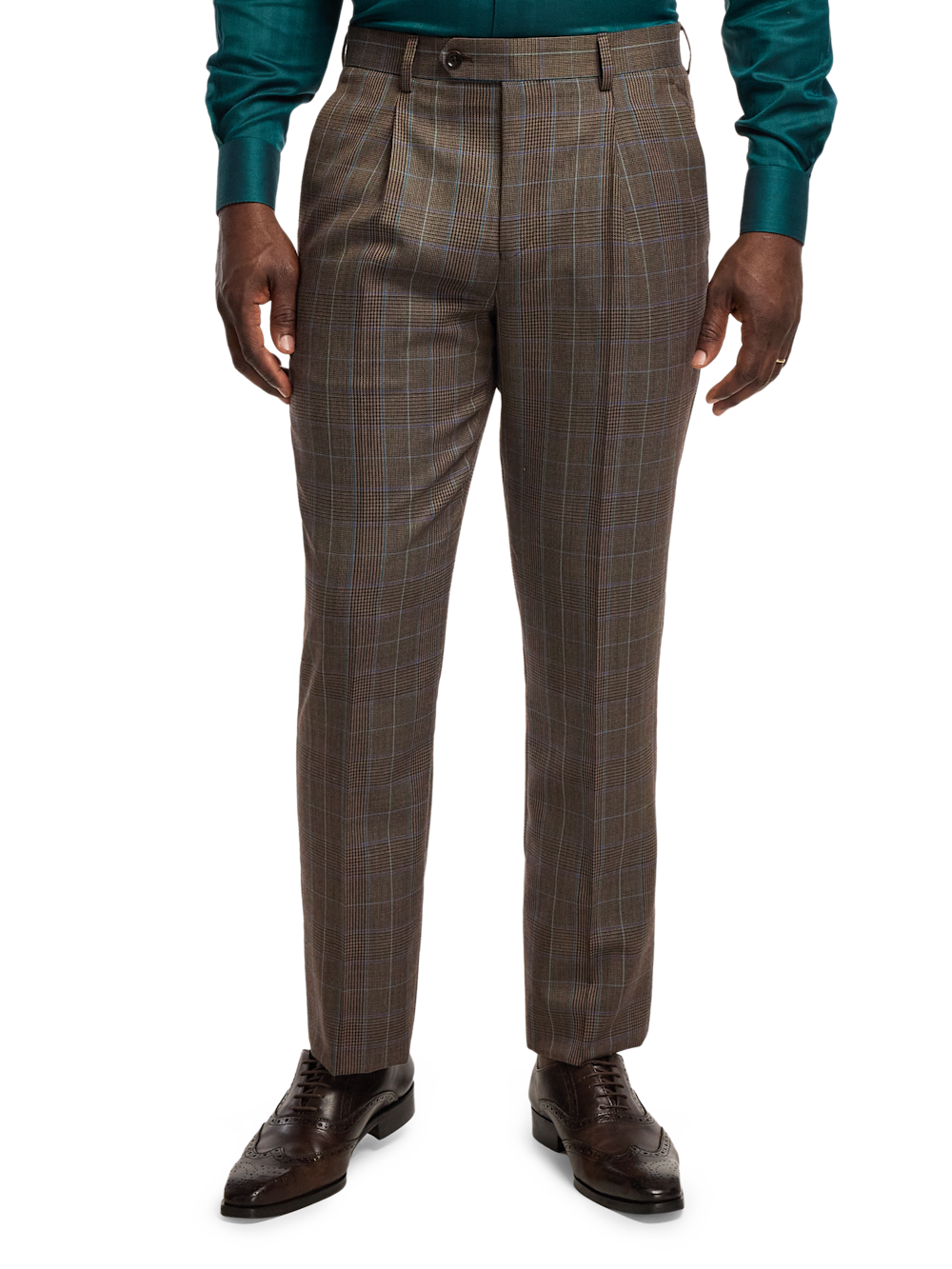 Alternate Image of Wool Blend Plaid Single Pleat Suit Pants-1