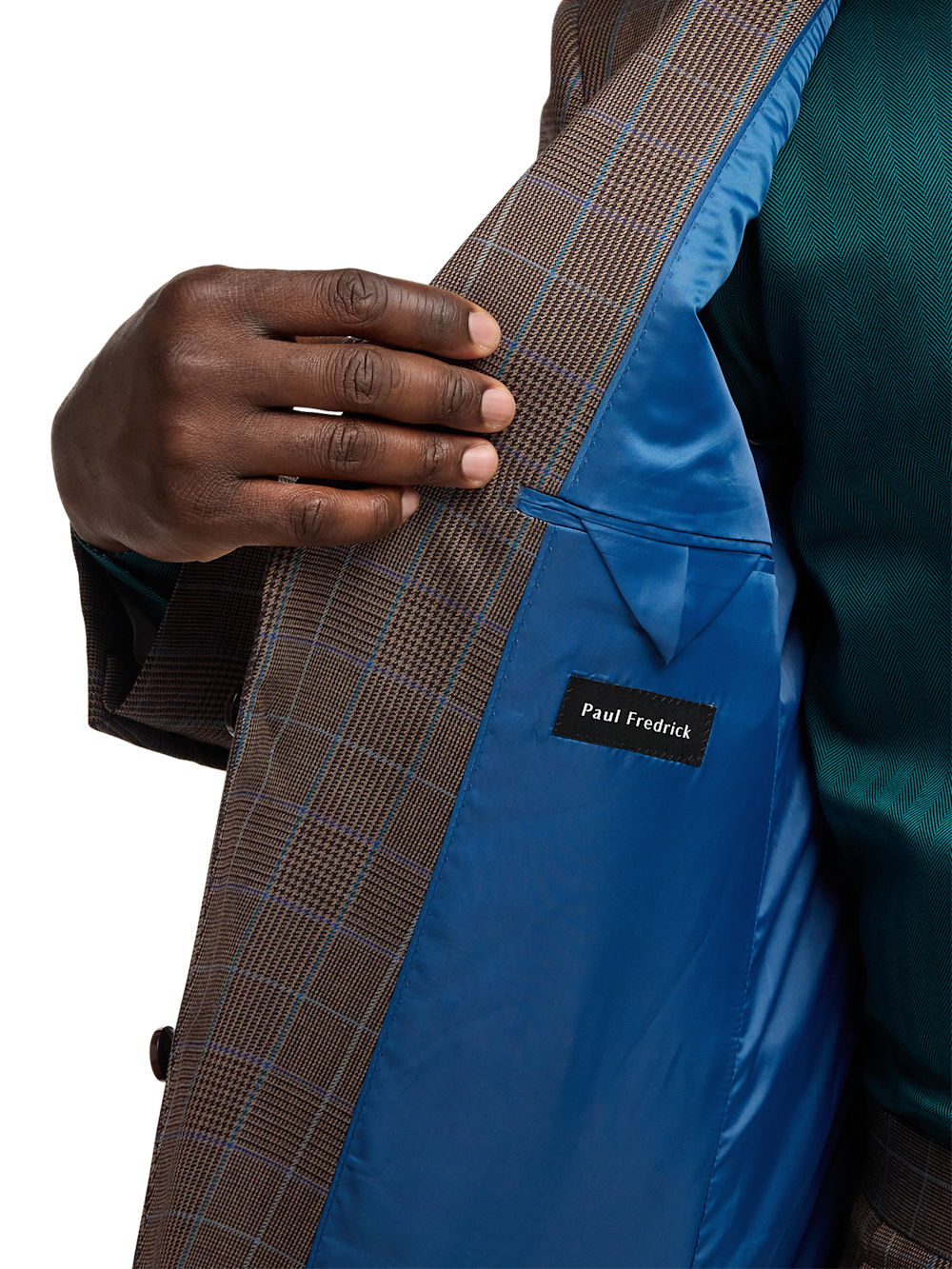 Alternate Image of Wool Blend Plaid Single Breasted Notch Lapel Suit Jacket-3