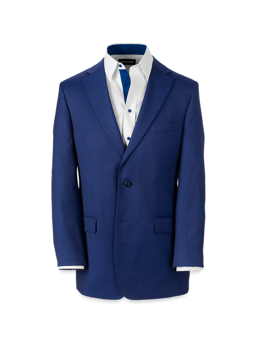 Wool Solid Single Breasted Notch Lapel Suit Jacket - Blue