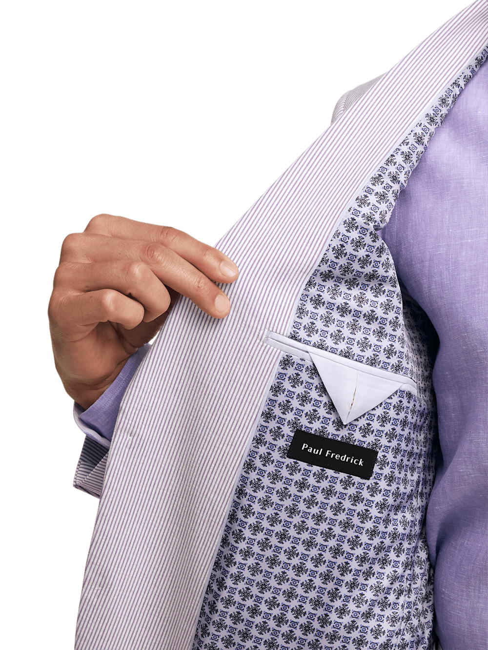 Alternate Image of Cotton Stretch Stripe Seersucker Single Breasted Notch Lapel Suit Jacket-3