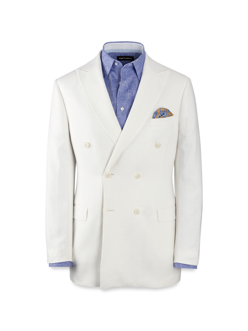 Product Image of Linen Blend Double Breasted Peak Lapel Suit Jacket-White