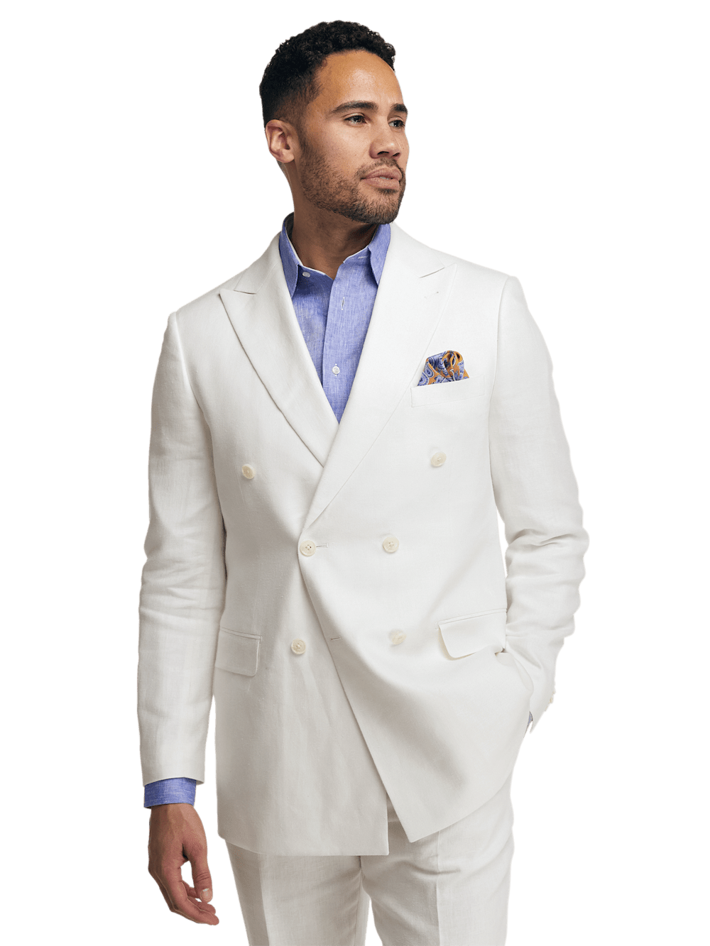 Alternate Image of Linen Blend Double Breasted Peak Lapel Suit Jacket-1