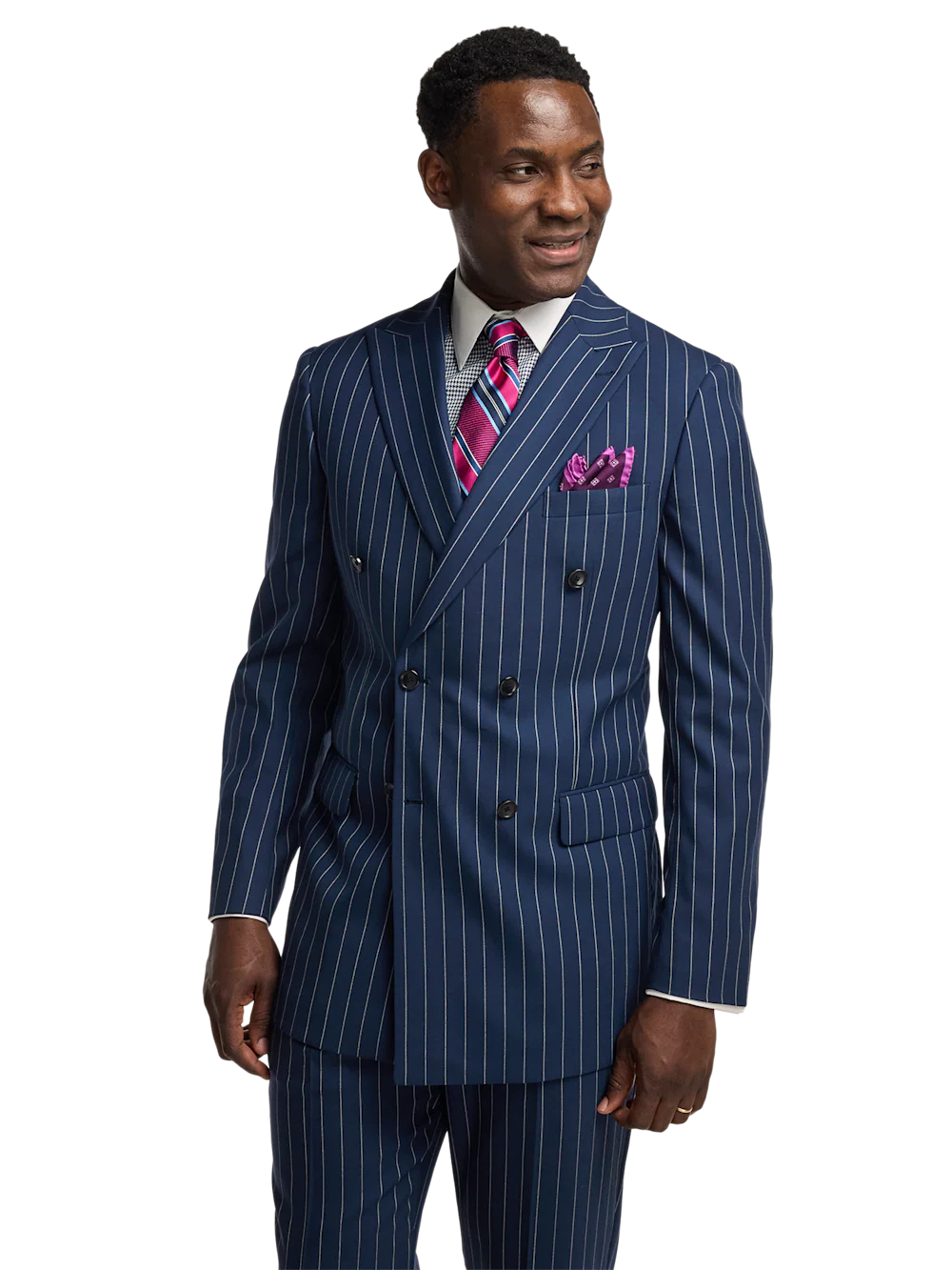 Alternate Image of Wool Stretch Stripe Double Breasted Peak Lapel Suit Jacket-1