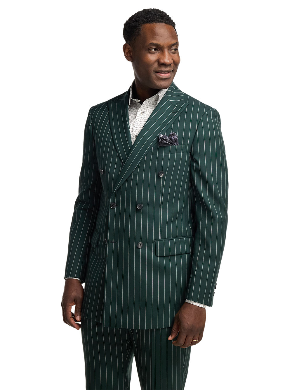 Alternate Image of Wool Stretch Stripe Double Breasted Peak Lapel Suit Jacket-1