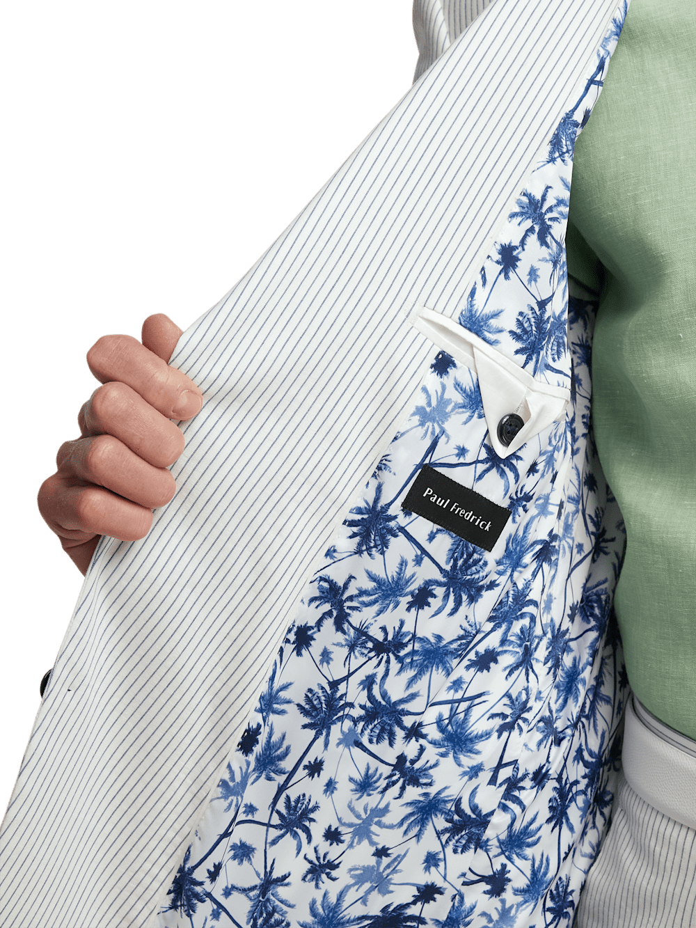 Alternate Image of Cotton Stretch Stripe Seersucker Single Breasted Peak Lapel Suit Jacket-3