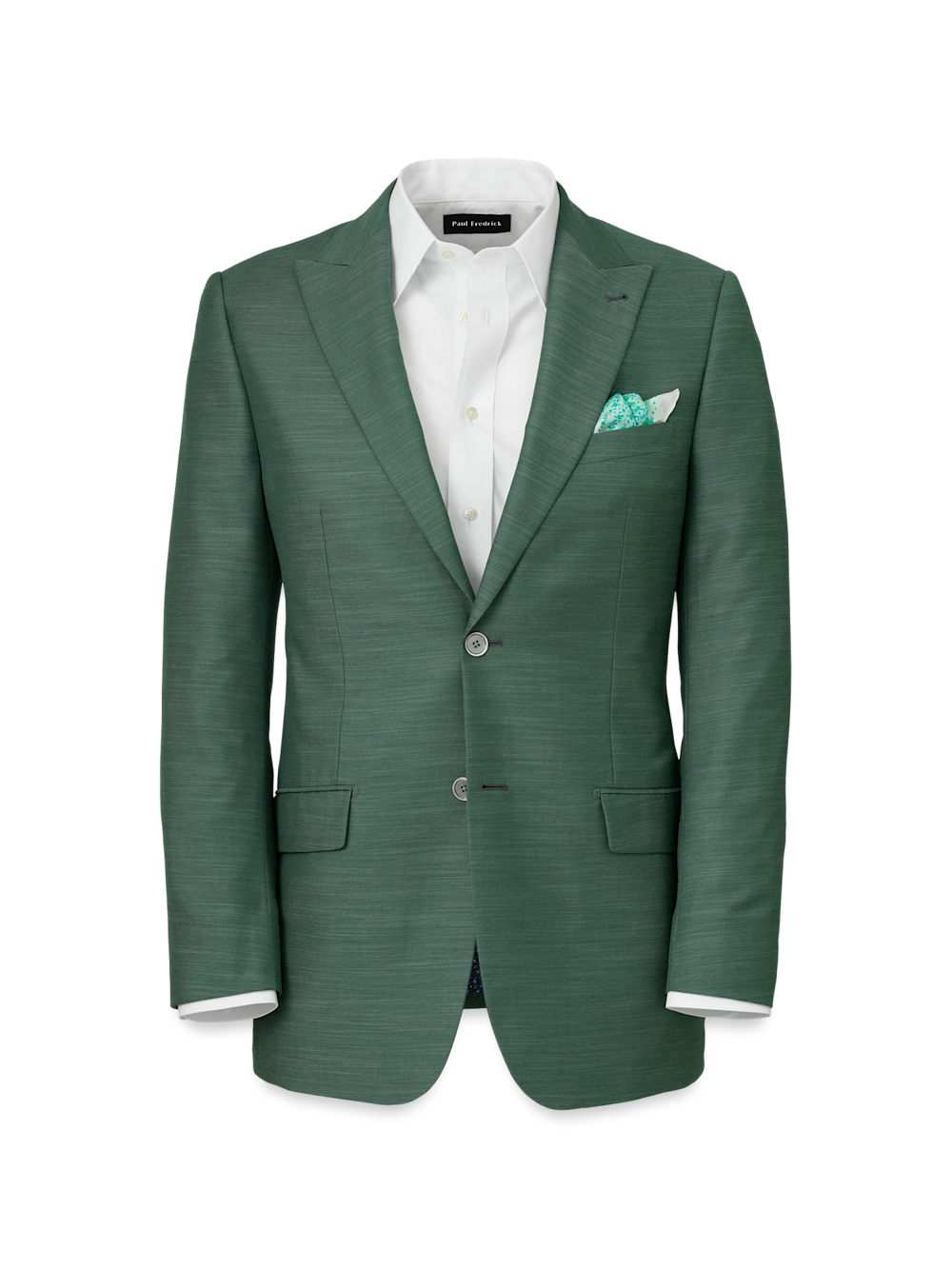 Product Image of Performance Blend Double Breasted Peak Lapel Suit Jacket-Green