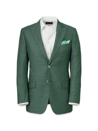 Microfiber Linen Blend Single Breasted Peak Lapel Suit Jacket - Green