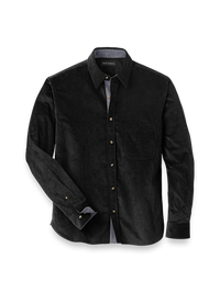 Cotton Corduroy Casual Shirt - Black