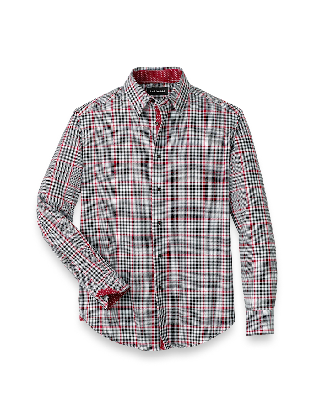 Product Image of Performance Stretch Plaid Casual Shirt-Black/Red