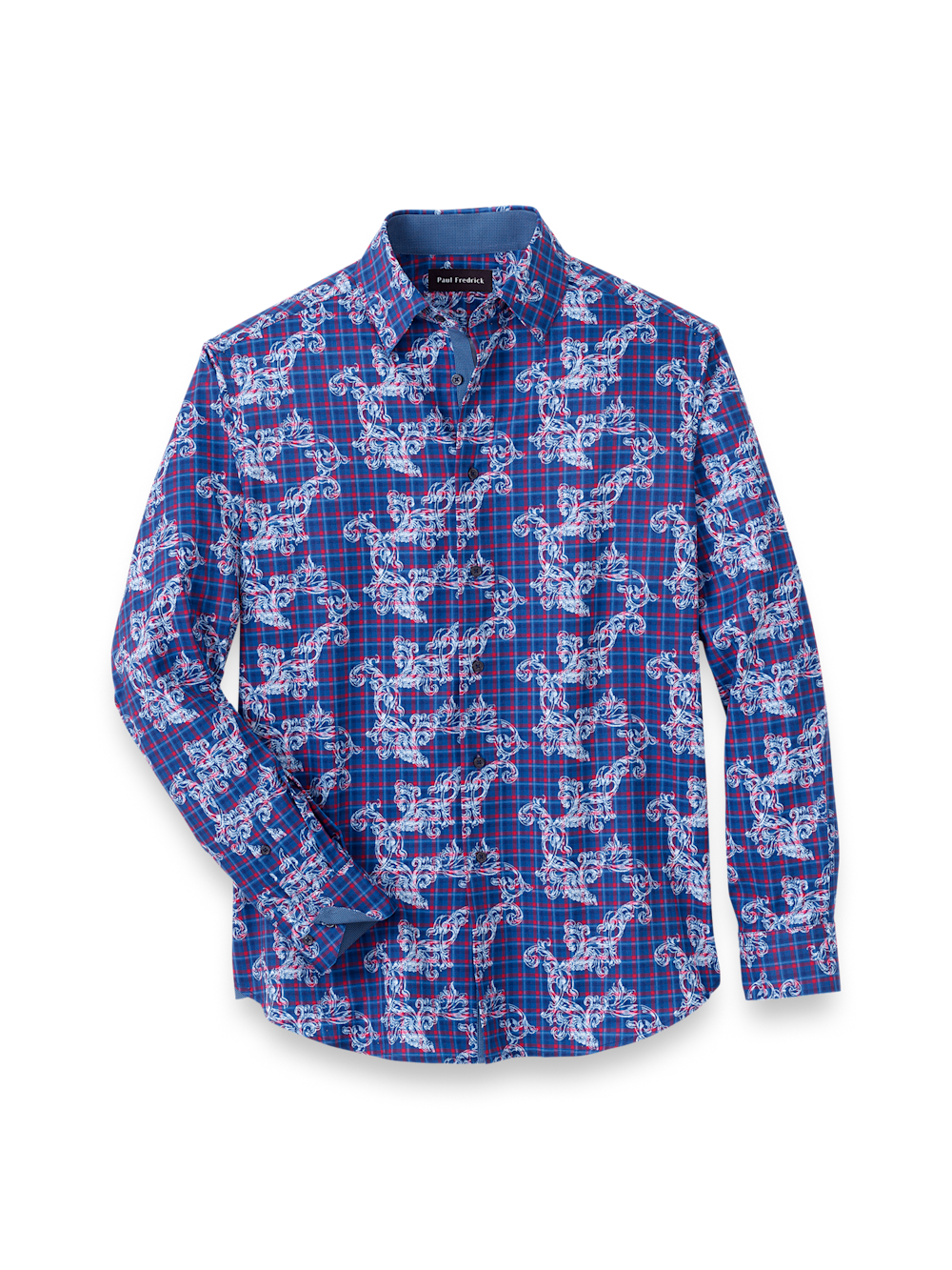 Product Image of Performance Stretch Check Casual Shirt-Navy/Red