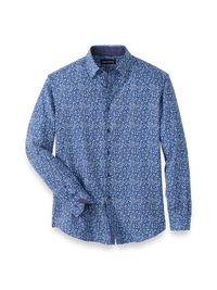 Performance Stretch Floral Casual Shirt - Navy/purple