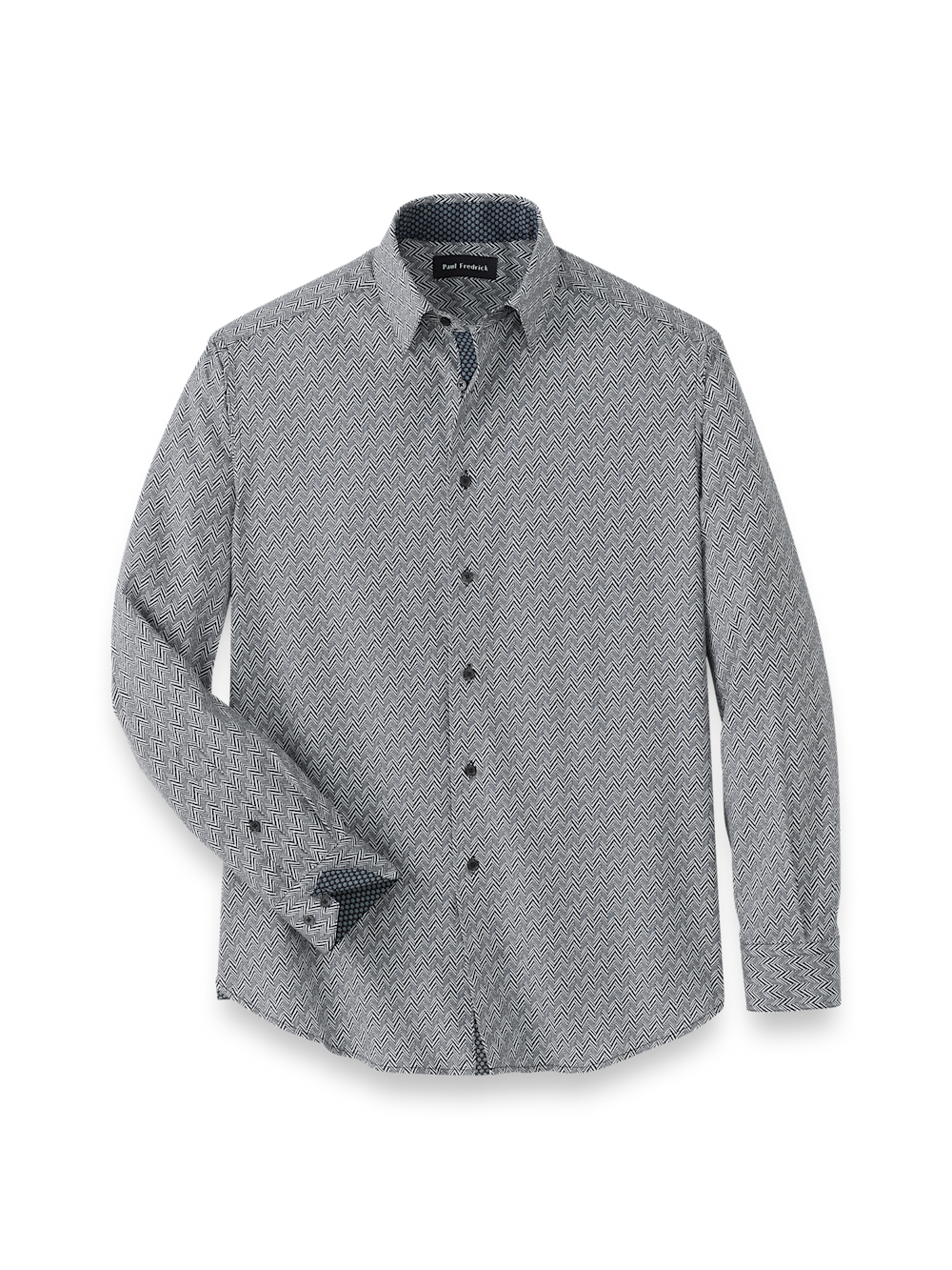 Product Image of Performance Stretch Chevron Casual Shirt-Black/White