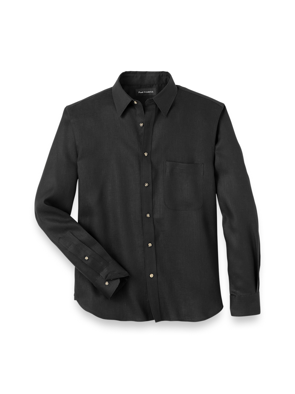 Product Image of Linen Solid Casual Shirt-Black