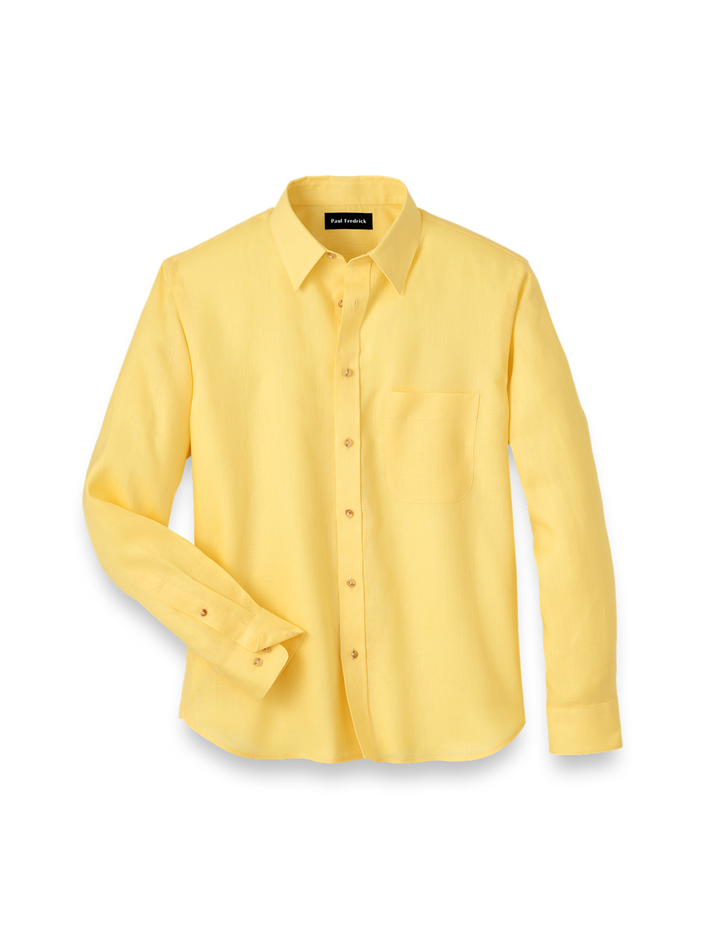 Product Image of Linen Solid Casual Shirt-Yellow