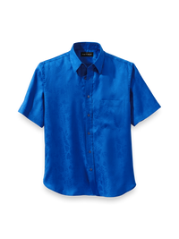 Lyocell Solid Jacquard Casual Shirt - Blue