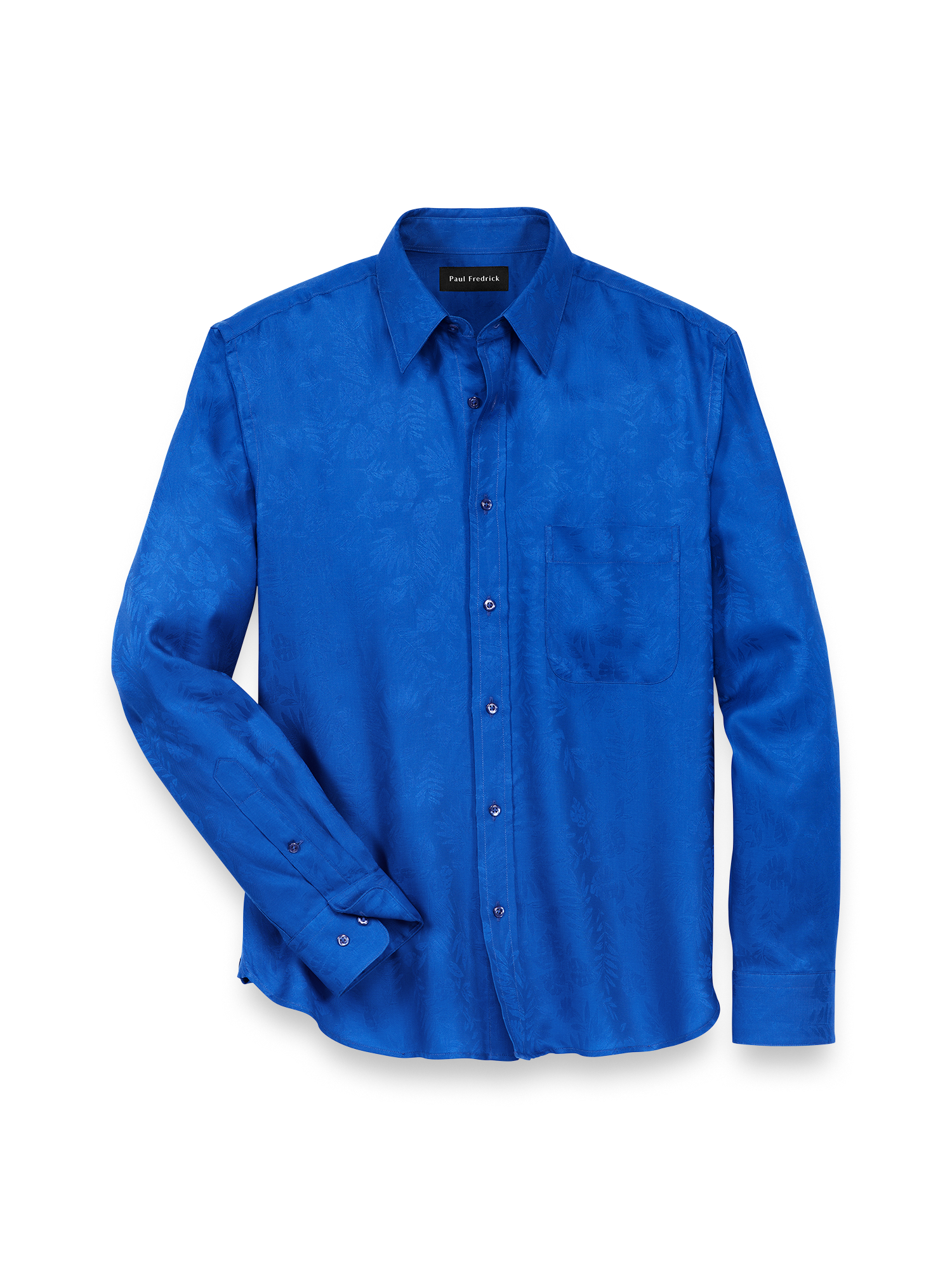 Lyocell Solid Jacquard Casual Shirt - Blue