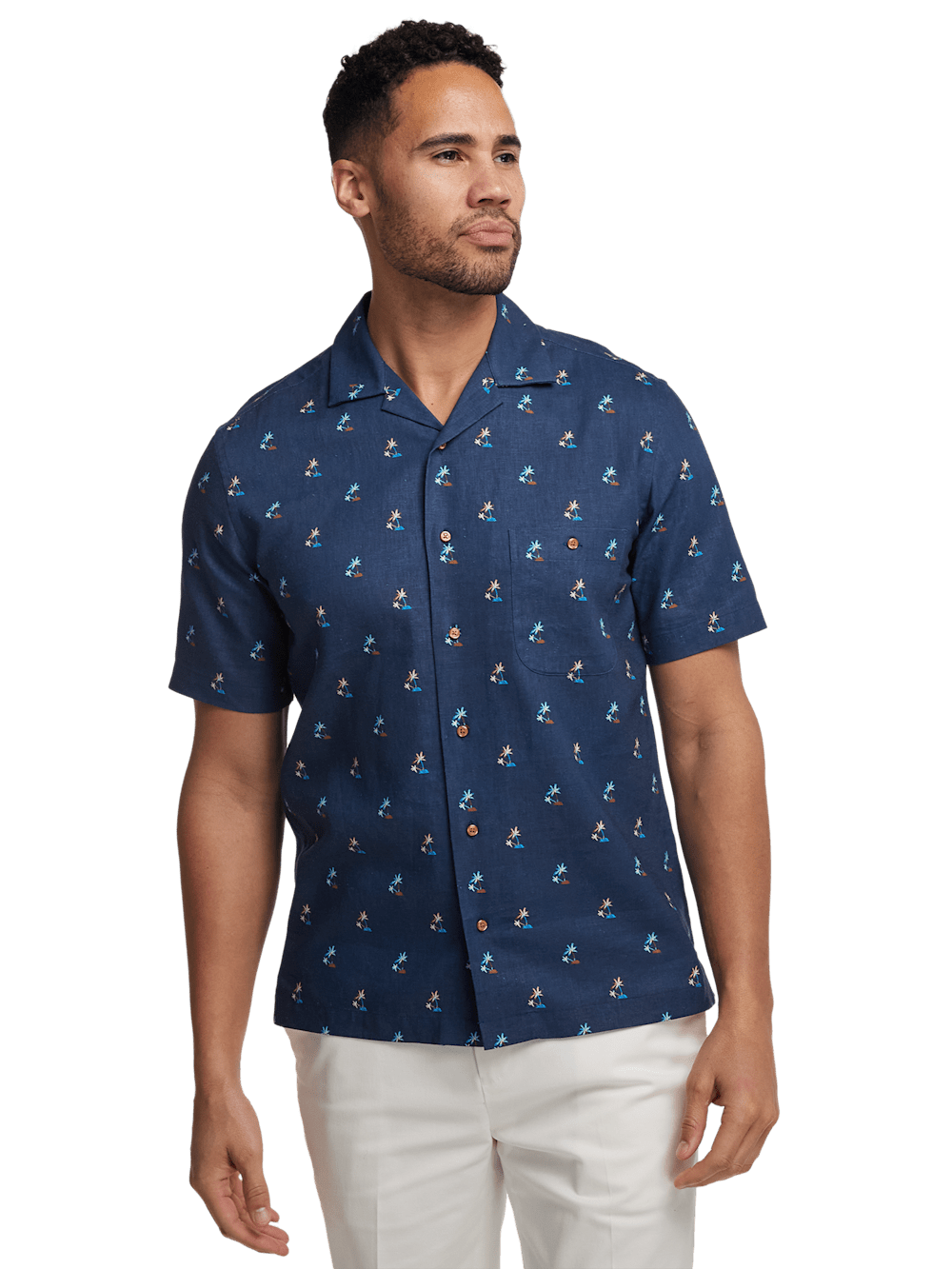 Alternate Image of Linen Blend Novelty Print Casual Shirt-1