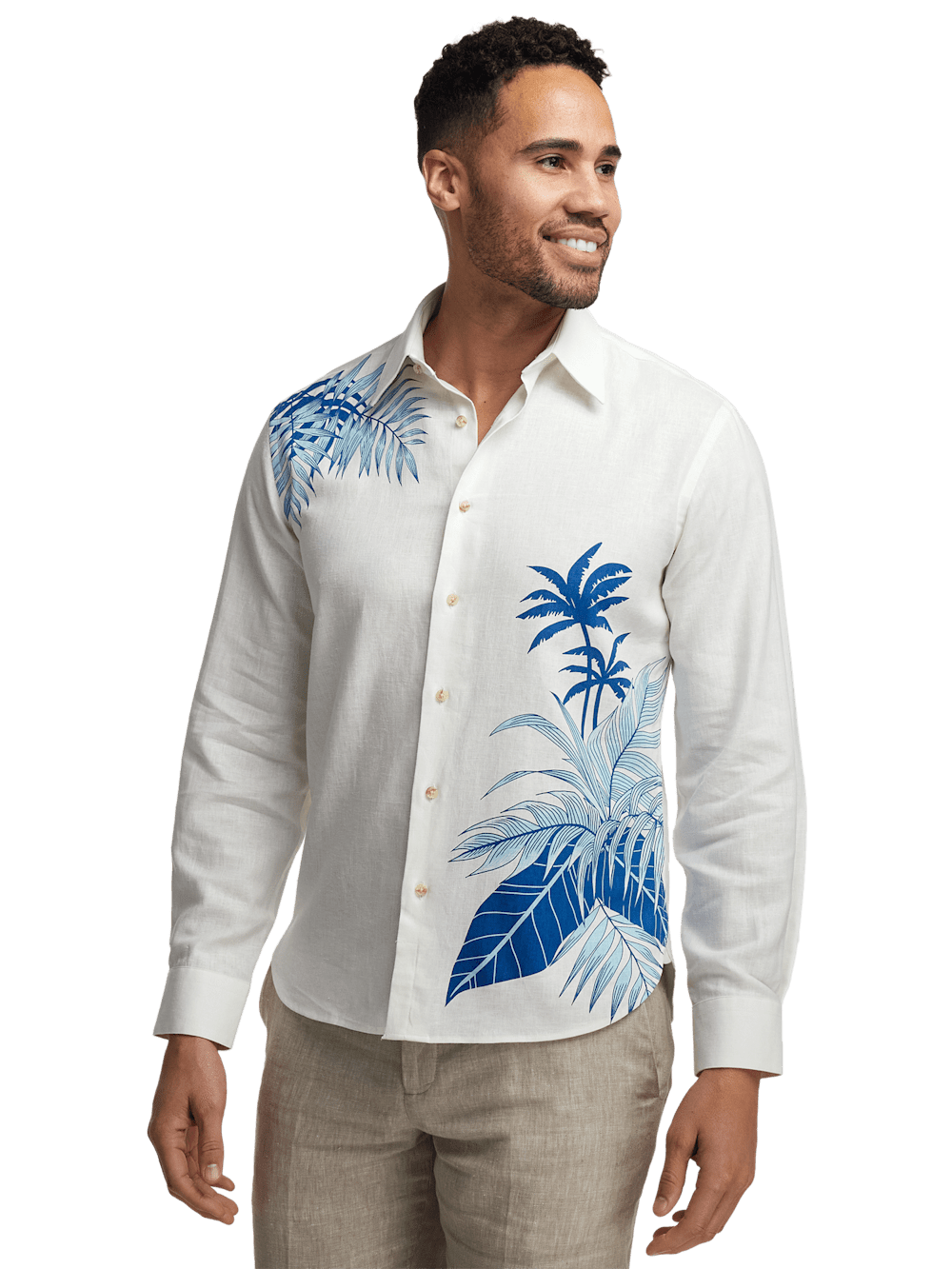Alternate Image of Linen Blend Botanical Print Casual Shirt-1