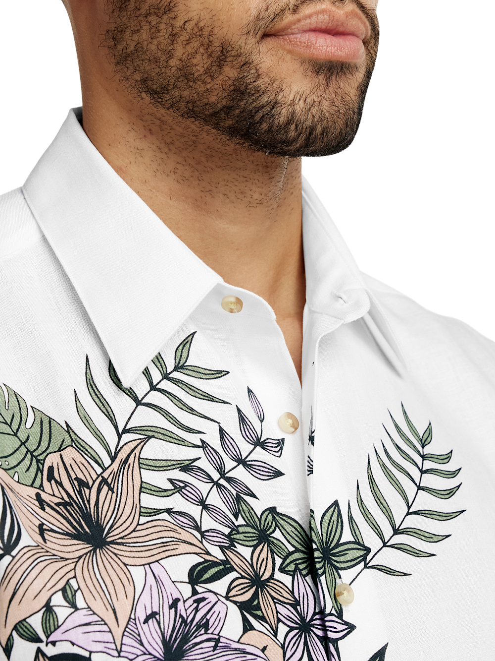 Alternate Image of Linen Blend Print Panel Casual Shirt-2