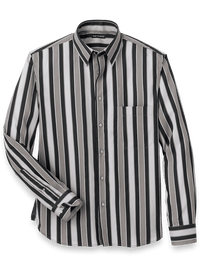 Cotton Stripe Casual Shirt - Black
