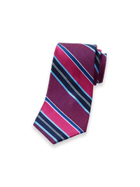 Stripe Woven Silk Tie - Blue/berry