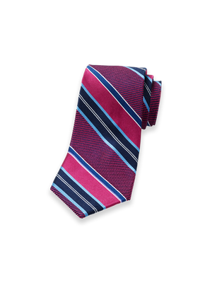Stripe Woven Silk Tie - Blue/berry