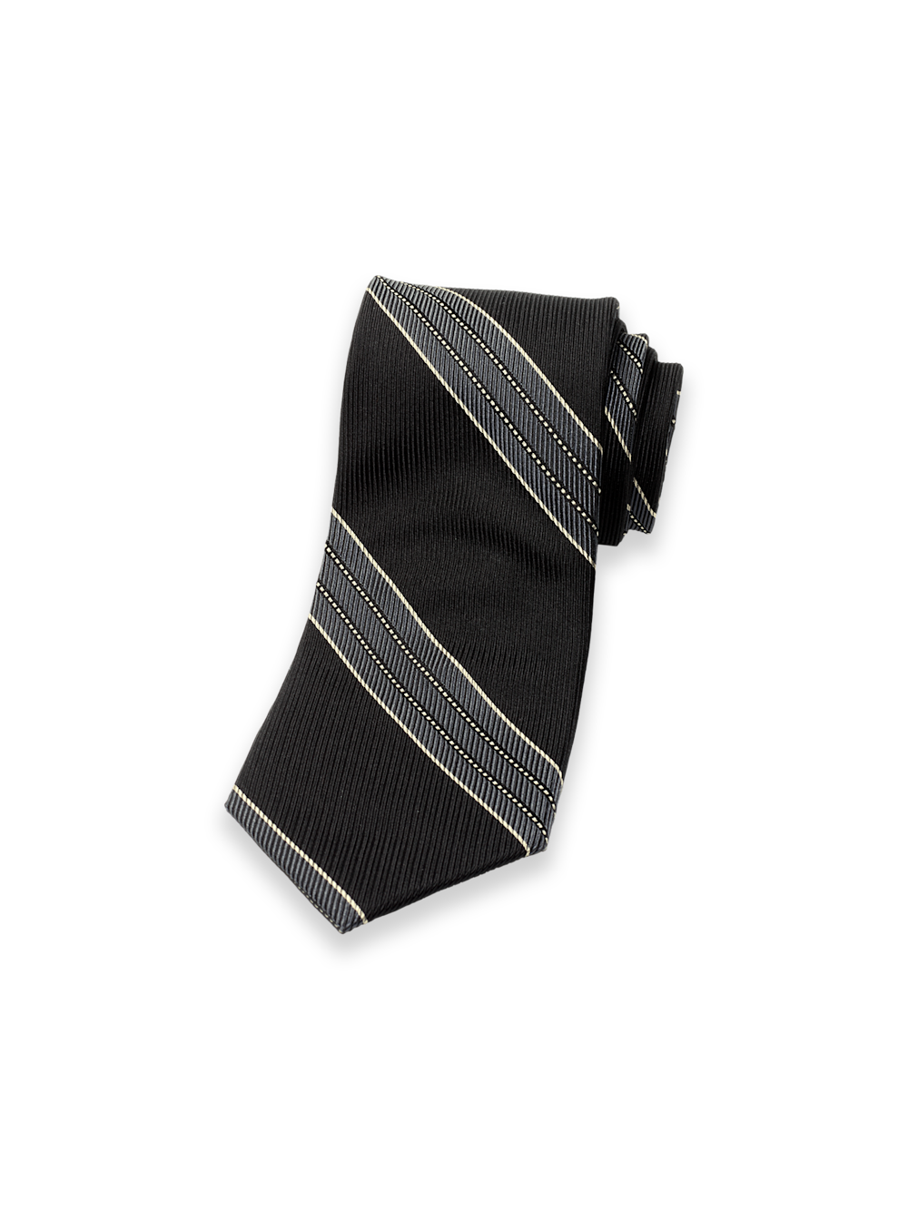 Product Image of Stripe Woven Silk Tie-Black/Grey
