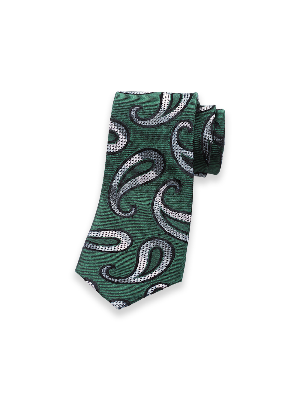 Product Image of Paisley Woven Silk Tie-Green/Silver