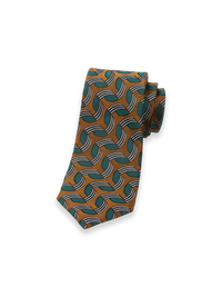 Abstract Woven Silk Tie - Brown/green
