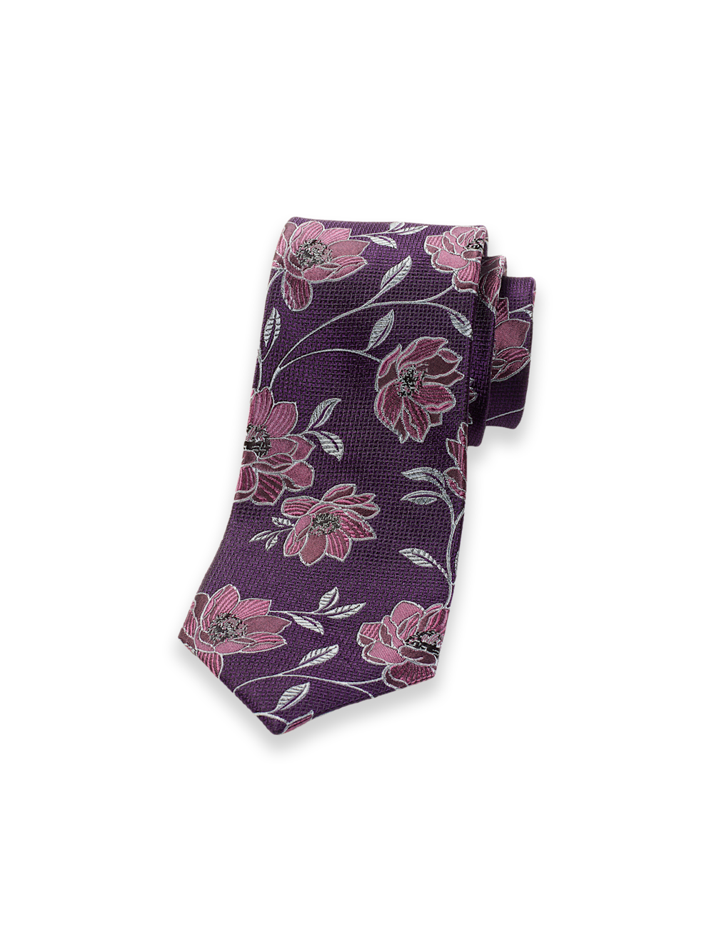 Product Image of Floral Woven Silk Tie-Purple