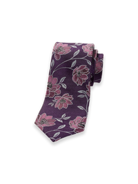 Floral Woven Silk Tie - Purple