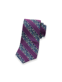 Floral Woven Silk Tie - Purple/navy