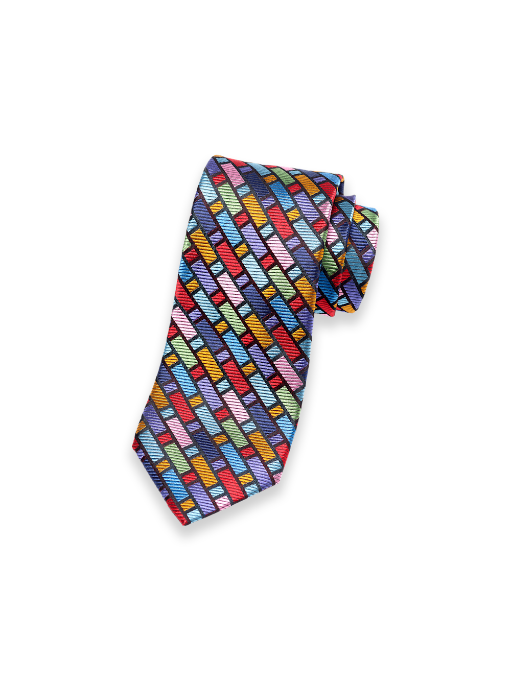 Product Image of Geometric Woven Silk Tie-Multi