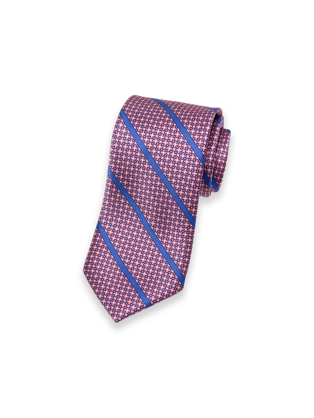 Product Image of Stripe Printed Italian Silk Tie-Pink/Lavender
