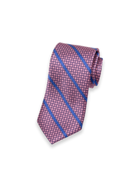 Stripe Printed Italian Silk Tie - Pink/lavender