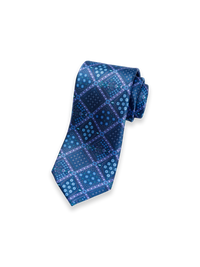 Medallion Printed Italian Silk Tie - Blue/purple