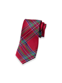 Tartan Plaid Woven Silk Tie - Red Multi