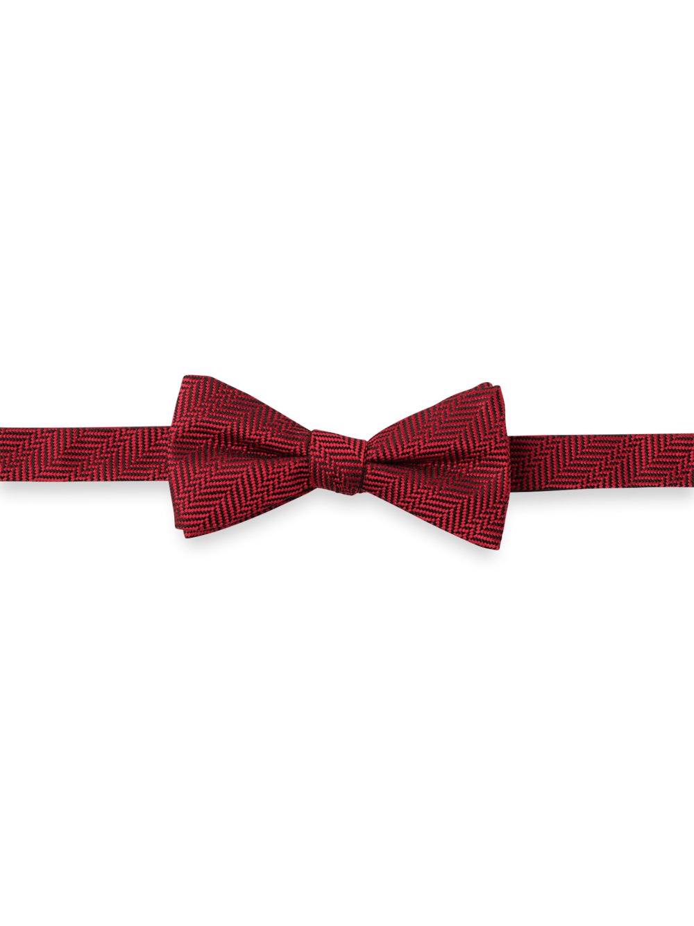 Product Image of Herringbone Woven Silk Pre-tied Bow Tie-Red